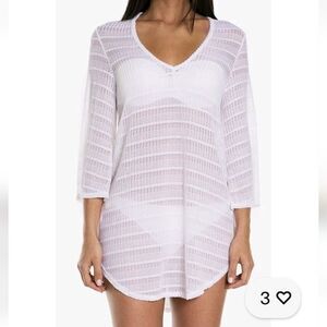 Jordan Taylor White Sheer Swim Coverup V-Neck